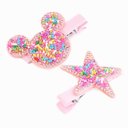 Hair clip with sparkles, 2 pcs, 5.5 cm, star, Minnie Mouse-2