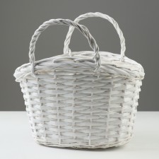 Wicker basket, 28 x 24 x 16/21 cm, white, willow