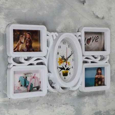Wall clock, series: photo frames, "Annet", smooth move, 26 x 51 cm, dial 15 x 21 cm-1