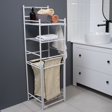 Rabberry with a 3-tier linen basket, 38 × 35 × 125 cm, white color-7
