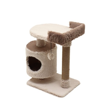 Complex for cats with a claw, 63 x 41 x 76 cm, fluffy fur, jute, brown-2