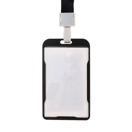 Badege-carman vertical (external 98 x 58mm), internal 85 x 54mm, metal, black, tape 40 cm-1