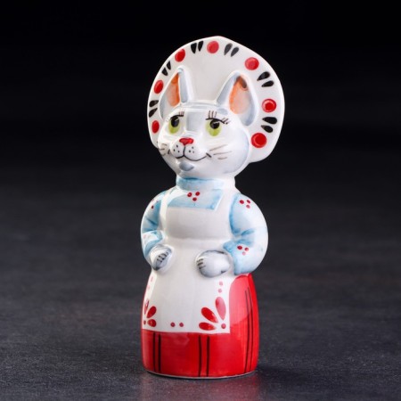 Porcelain figurine "cat in a kokoshnik", 12 cm-1