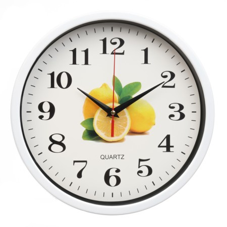Watching clock, series: kitchen, "lemons", smooth move, d-28 cm