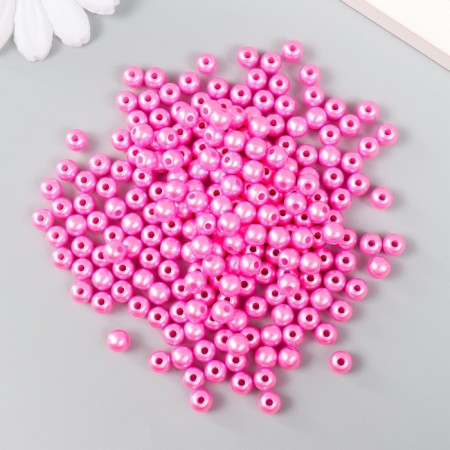 Set of beads "needlework" plastic, diameter 6 mm, 25 g, bright pink-1