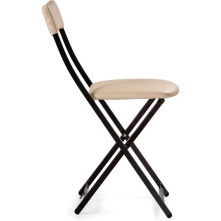 Stool on a metal frame Elevis metal/eco -leather, black/beige 38.5x52.5x77.5 cm-2