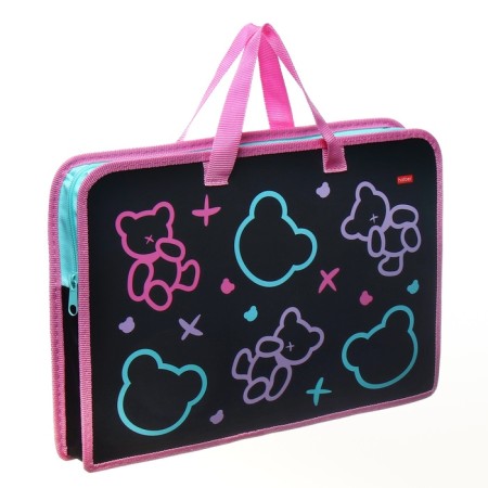 Folder with A4 handles, 340 x 245 x 35 mm, plastic, zipper around, Hatber "My Bear"-1