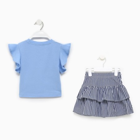 Kit for girls (T -shirt/skirt), blue/blue color, height 122 cm-8