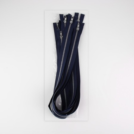 Metal zipper, No. 5, connective, automatic lock, 70 cm, dark blue color/nickel-2