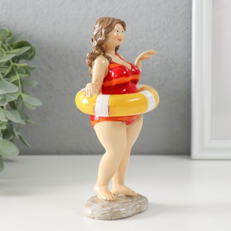 Polystone souvenir "Pill in a striped swimsuit with an inflatable circle" 9x6.5x15.5 cm-1