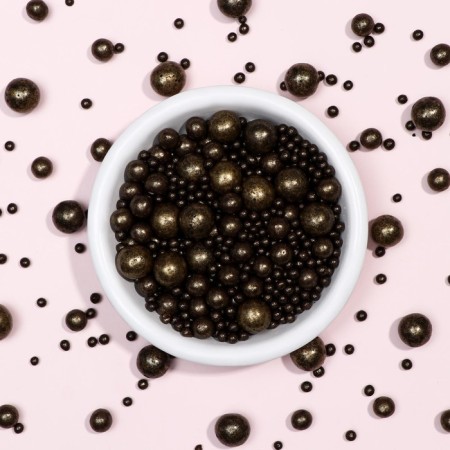 Sprinking confectionery "pearls", bronze, mix, 50 g-1