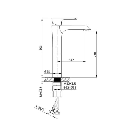 Vince Esse VBF-1E2MB shell mixer, single-leaf, pour 147 mm, brass, black-2