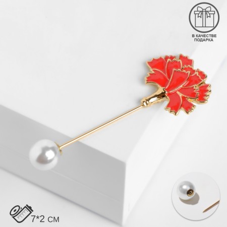 Pins "flower" cloves, 7 cm, red-white color in gold-2