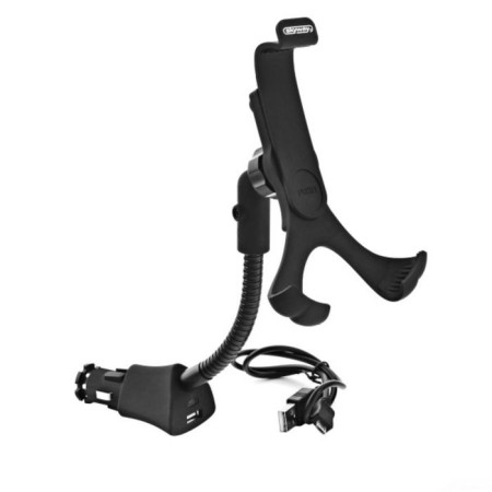 The phone holder in the SkyWay cigarette lighter with a USB port, 12/24V black, the Soft Touch, S00301004 coating