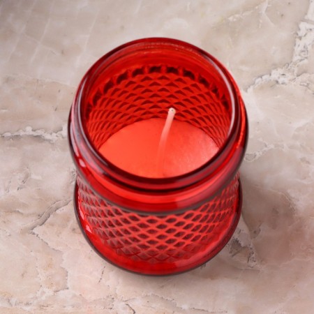 Candle Paraffin Memorial in a glass candlestick, 11x7 cm, red-3
