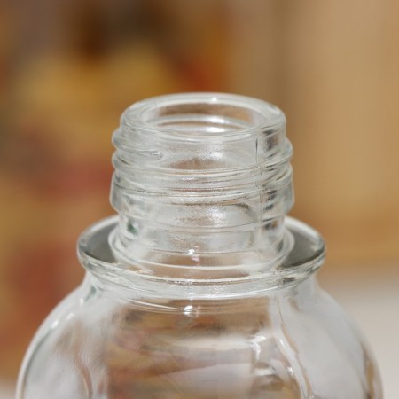 A bottle with a metal dispenser for oil and sauces "Cretaceous Design", glass, 330 ml, with small for marking-3