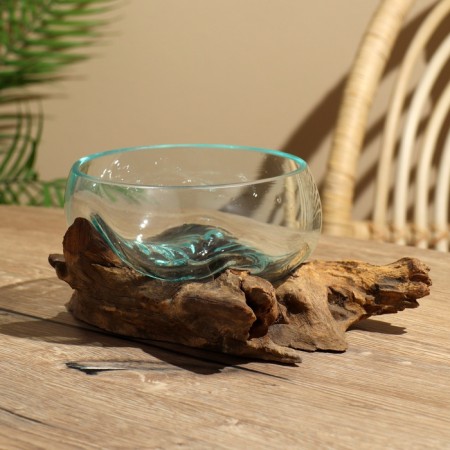 Vason glass on the tree "Low stand" 13x13x15 cm-3