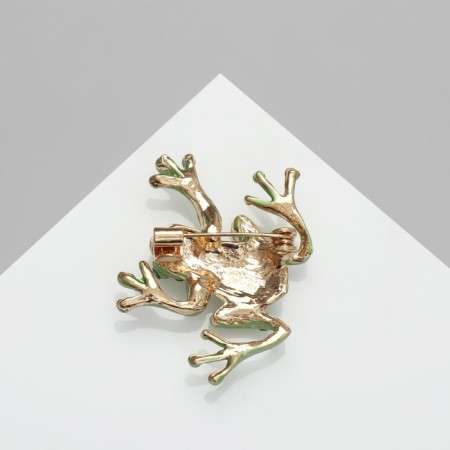 Brooch "Frog" magic, green color in gold-1