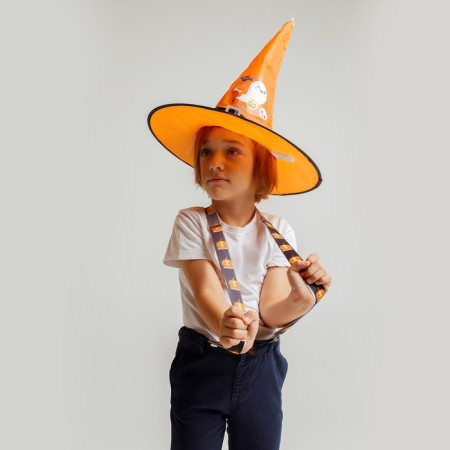 Carnival hat "Nightmare" orange, with a garland-6