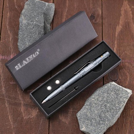 A glass-glass with a flashlight and a knife. Mix-1