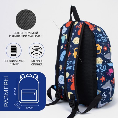 A backpack with a zipper, the color is blue-1