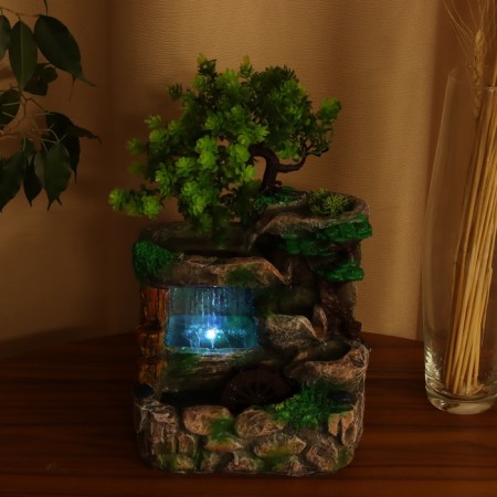 Fountain "Stone Wall under the tree" 30x17 cm (with backlight, without ball)-2