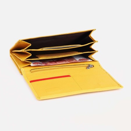 Women's wallet on magnets, yellow color-3