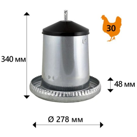 Bunker feeder for poultry for 5 kg, galvanized steel-1