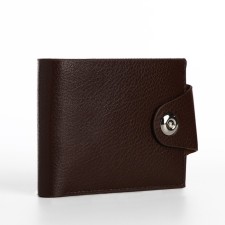 Male purse for magnet, department for bills, cards, coins, brown color