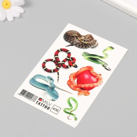 Tattoo on the body "Different snakes" 10x15 cm-1