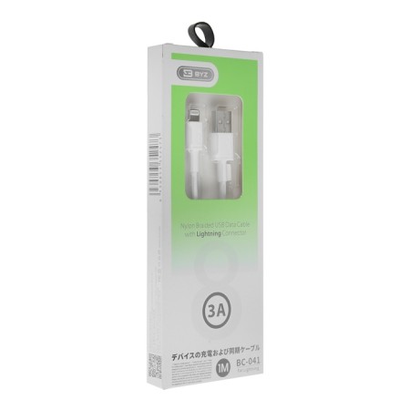 BYZ BC -041, Lightning - USB, 3 A, 1 m, silicone, white-3