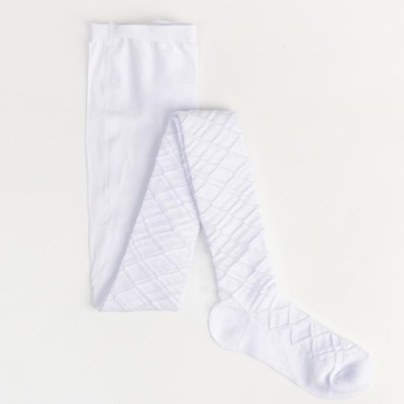 Pantyhose children's openwork, white color, height 134-140 cm
