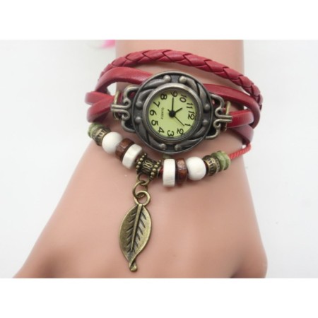 Women's watch "Elios", discrete move, strap 19.5 cm, d-2.5 cm, red