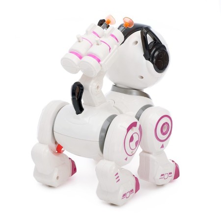 Robot dog "Rocky" IQ Bot, interactive: sound, light, shooting, batteries, pink-2