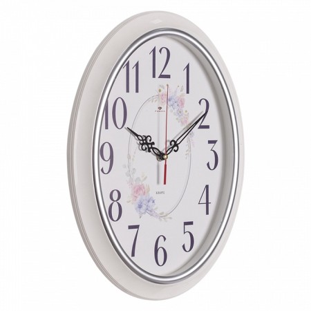 Watching clock, interior "bouquet", silent, 29.5 x 38.5 cm, white-1