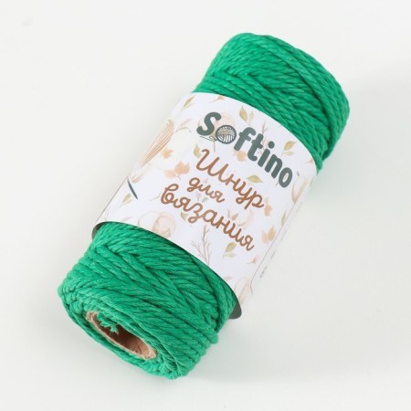 Knitting cord 100% cotton, width 3mm 25m 80g "dark green" 4.5x4.5x10 cm-1