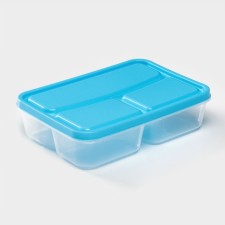 Lunch box rectangular, 21 × 14.5 × 5.5 cm, 3 compartments, color mix
