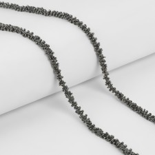 Decorative braid with beads, 6 mm, 2.7 ± 0.5 m, gray color