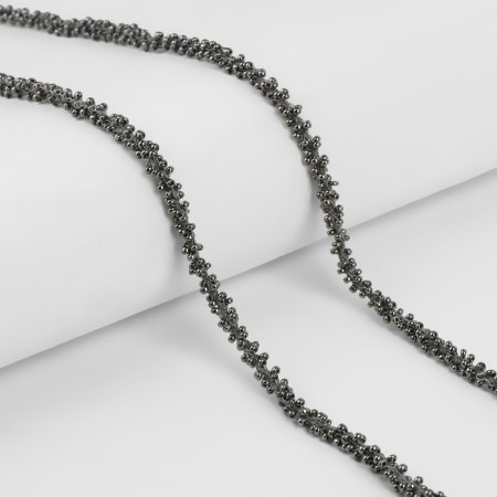 Decorative braid with beads, 6 mm, 2.7 ± 0.5 m, gray color