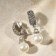 Clips "Grace" diagonal beads, white color in black silver