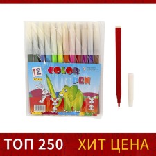 Felt -tip pens, 12 colors, non -premised cap, blister