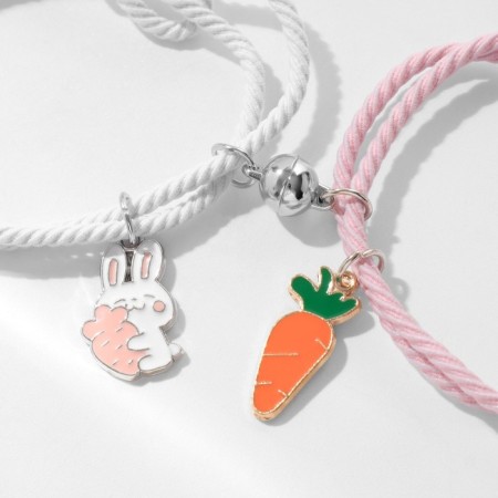 Bracelets "Demetrons" Assol, hare and carrot, white-pink color-3