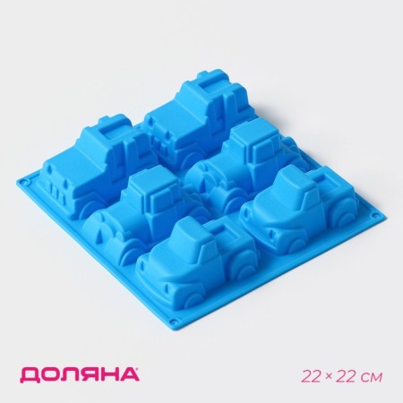 Baking uniform “Truck”, silicone, 22 × 22 cm, 6 cells (9.8 × 4.9 cm), Mix color