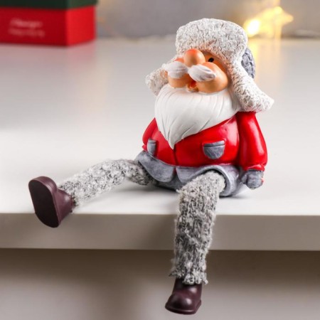 Souvenir Polystone "Grandfather Frost in a hat-ear" Long legs 16.5x7.8x4.5 cm-3