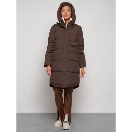 Coat insulated winter female, size 52, brown color-4