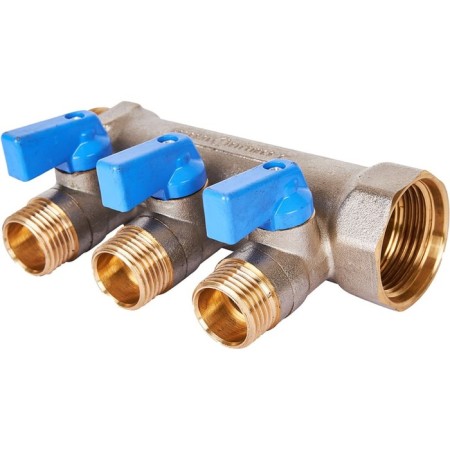 Collector Stout SMB 6211 011203, 1/2 ", 3 exits, with ball valves 1", blue pens-3