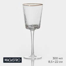 A glass of glass for the wine Magistro “Pearls”, 300 ml, 8.5 × 22 cm, a triangle shape, with a gold charter