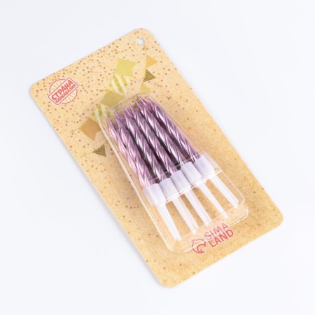 Candles in the cake "Spiral", 10 pcs, medium, 5 cm, pink metallic-8
