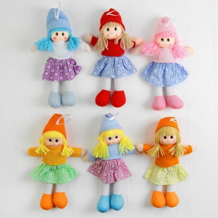 Soft toy "doll", in a hat, color mix-2