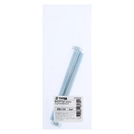 Tundra bolt, with a hexagonal head, galvanized, Din933, M8x100 mm, 2 pcs-3